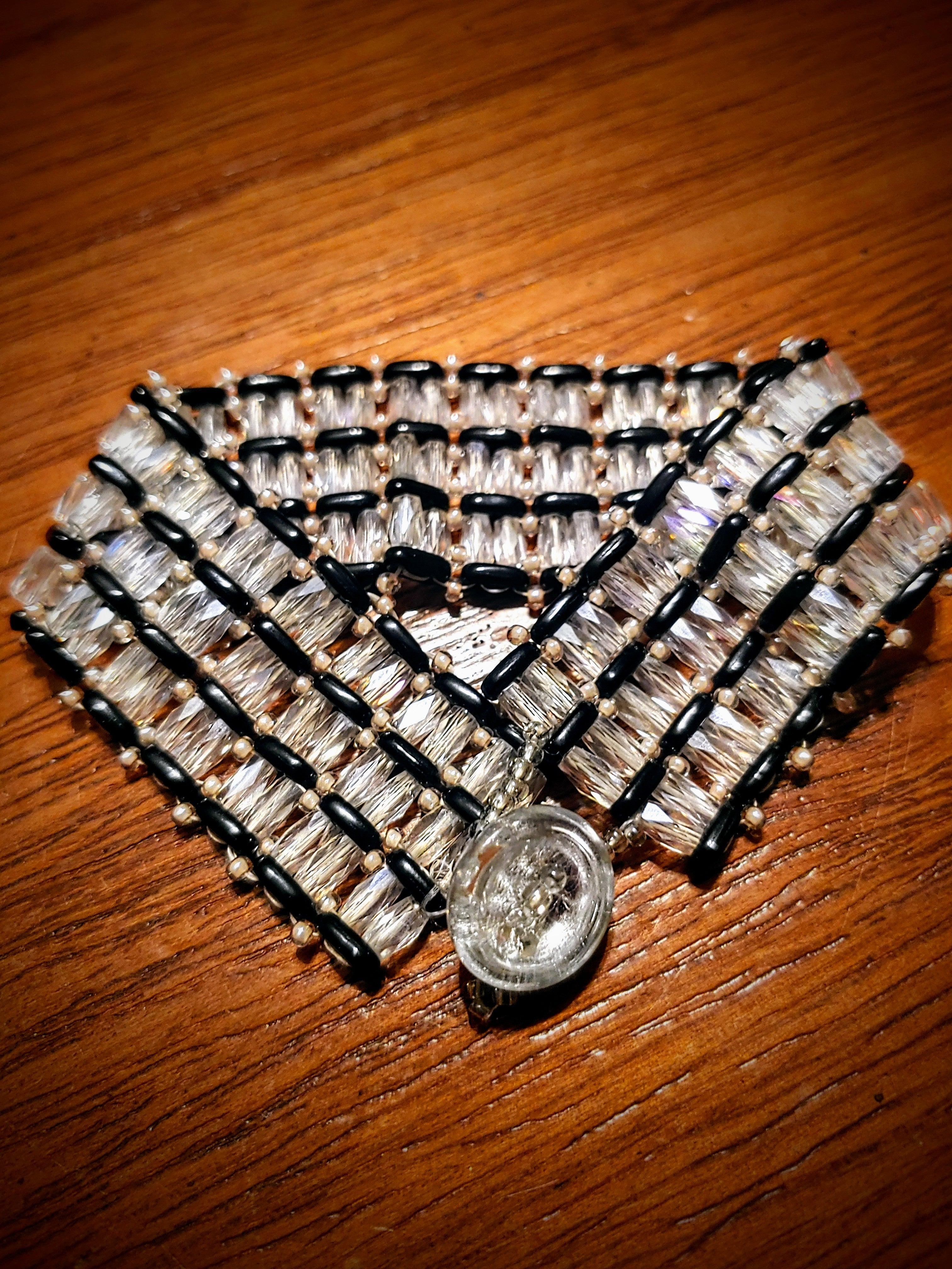 Black and Clear Button Bracelet