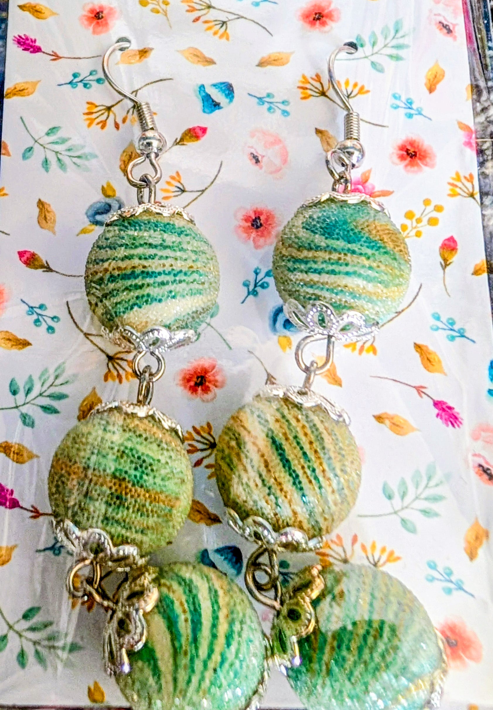 3" Long multi color dangle earrings